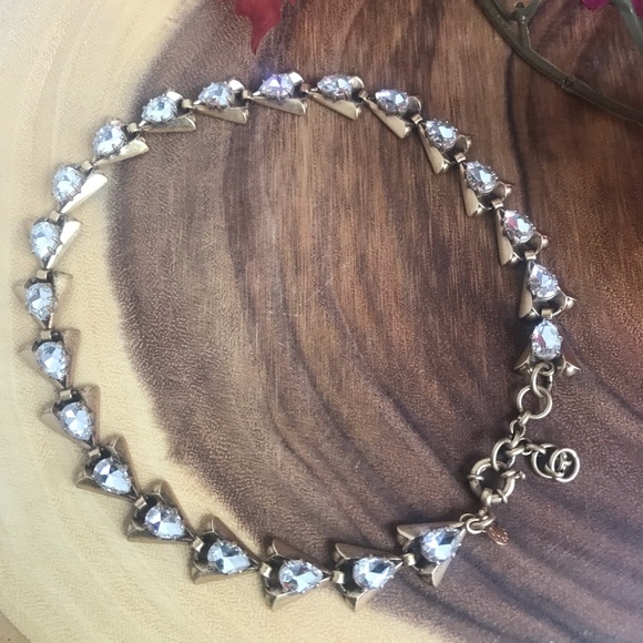 J Crew Rhinestone Leaf Choker Necklace 💎 - Picture 3 of 4